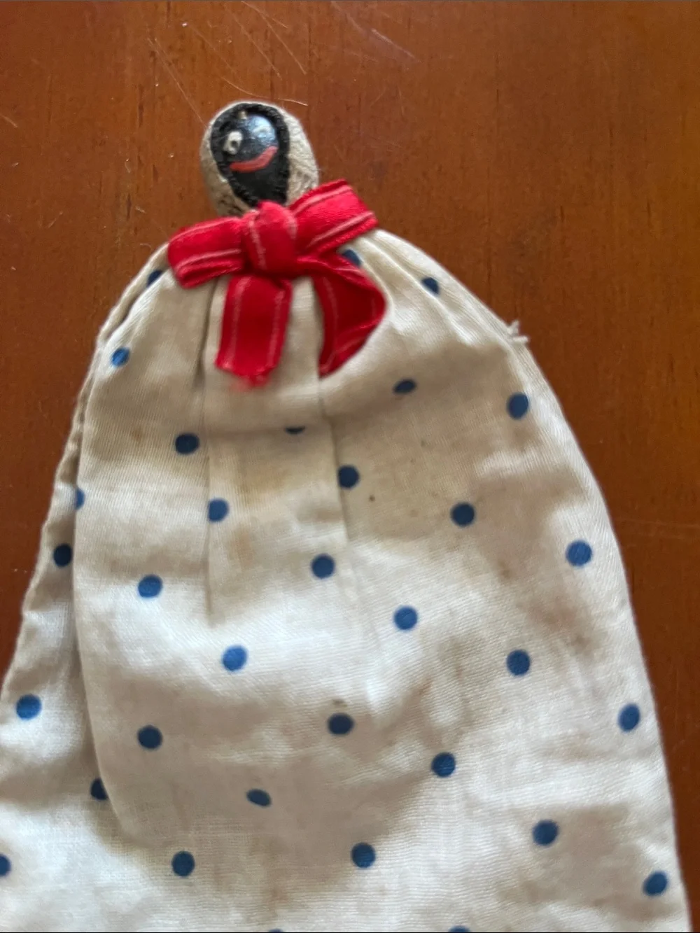 Antique Folk Art Souvenir Doll Seed Faced Sack Doll Black Americana Collectible